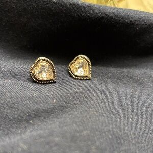 Brighton Gold and Silver Heart Stud Earrings